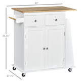 Rolling Kitchen Island Trolley Storage Cart with Rubber Wood Top, 3-Tier Spice Rack