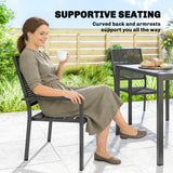 Stackable Patio Chairs Set of 2, Outdoor Dining Chairs with Faux Wicker Steel Mesh Back
