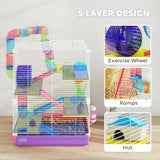 5 Tiers Hamster Cage Portable with Exercise Wheels Play Tube Water Bottle Dishes House Ladder for Gerbils