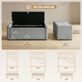 Storage Ottoman Bench, Linen-Look Fabric Upholstered Ottoman with Storage, Wide Padded Seat