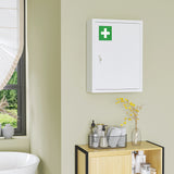 Armoire à pharmacie verrouillable, boîte murale médicale 3 étages en acier avec 2 clés et tablettes pour salle de bain