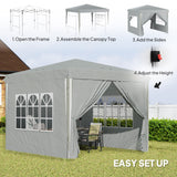 10' x 10' Pop-Up Canopy Tent with Sidewalls, Height-Adjustable