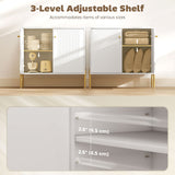 Sideboard, Modern Buffet Cabinet, Coffee Bar Cabinet with Fluted Doors and Adjustable Shelf