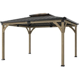 12' x 14' Hardtop Gazebo Canopy with Galvanized Steel Roof, Wood Frame