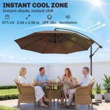 10' Deluxe Patio Umbrella, Banana Hanging Offset Sunshade with Crank