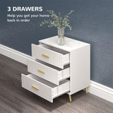 4 Drawer Cabinet, Chest of Drawers with Aluminium Legs and Gold Handles