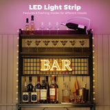 Kitchen Baker's Rack with Power Outlet and LED Light, 5-Tier Coffee Bar Station with 10 Hooks