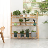 3-Tier Plant Stand, Plant Shelf Rack, Folding Bamboo Display Stand, 98x37x96.5cm