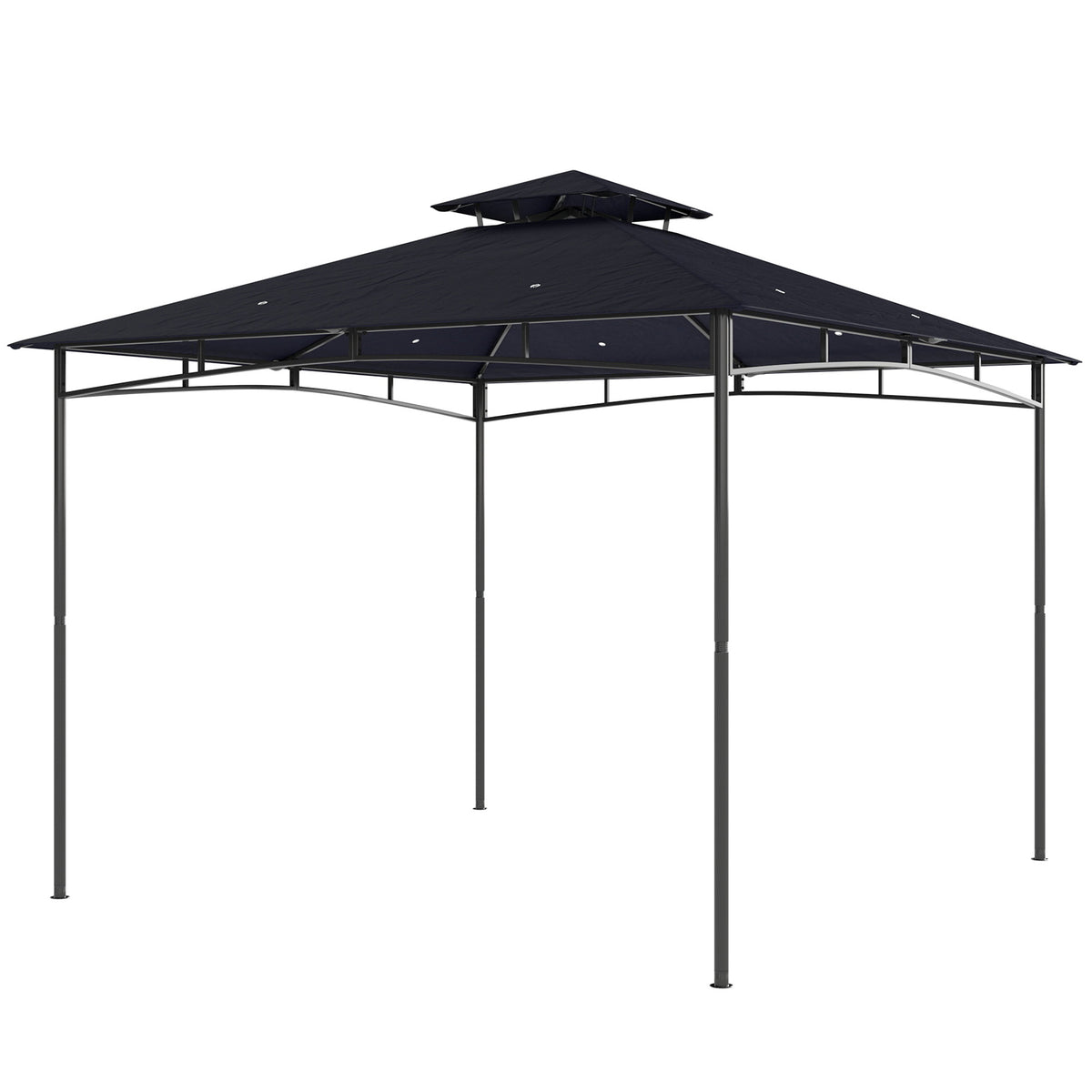 10' x 10' Gazebo, Soft Top Outdoor Gazebo with 2-Tier Roof, Metal Frame