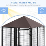 Outdoor Dog Kennel, Welded Wire Steel Fence, Lockable Pet Playpen Crate, 4.6ft x 4.6ft x 5ft