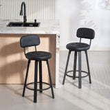 Bar Stools Set of 2, Upholstered Breakfast Bar Chairs with Footrest and Backrest for Kitchen Counter
