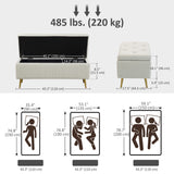 Storage Ottoman Bench, 43 Inch Large Storage Chest with Steel Legs and Padded Seat, Load 485 lbs