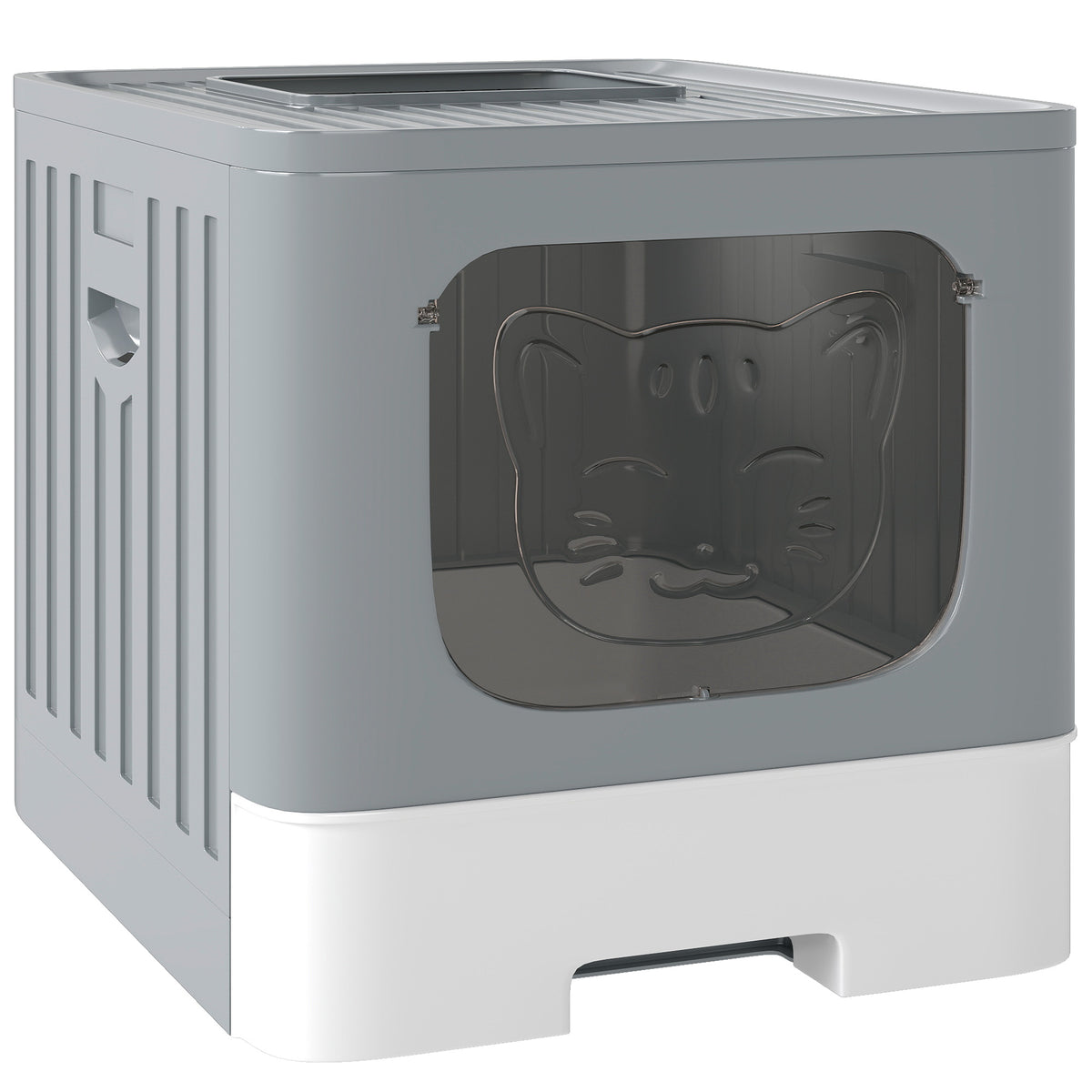 Cat Litter Box with Lid, Slide-Out Drawer