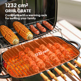 Charcoal BBQ Grill, Foldable Barbecue Grill with Warming Rack, Adjustable Vent