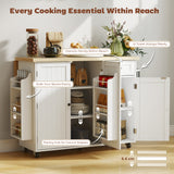 Kitchen Island Cart, Rolling Kitchen Island Table with Drop Leaf, Drawer