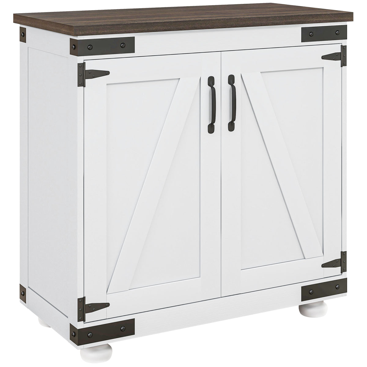 Buffet bahut, armoire de rangement de cuisine avec porte grange et étagères ajustables