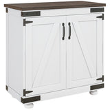 Buffet bahut, armoire de rangement de cuisine avec porte grange et étagères ajustables