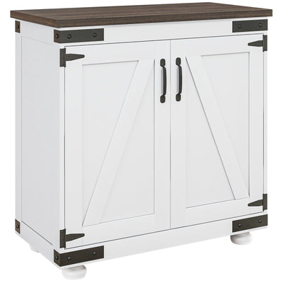 Buffet bahut, armoire de rangement de cuisine avec porte grange et étagères ajustables