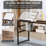 Adjustable Drafting Table Art Desk Drawing Table Craft Desk Workstation for Painting Multifunctional Writing Desk with Tiltable Tabletop and Storage Shelf