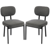 Upholstered Linen Fabric Kitchen Chairs, Modern Dining Chairs Set of 2 with Metal Legs