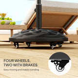 Round Patio Umbrella Base with Wheels, 44 lbs Resin Umbrella Stand Base, 1.3