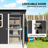 7' x 4' Galvanised Steel Outdoor Storage Shed, Lockable Wide Door and Air Vents