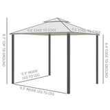 10' x 10' Patio Gazebo Pavilion, 2-Tier Roof Canopy Outdoor