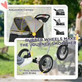 Small Dog Stroller, 3-Wheel Foldable Pet Stroller with Adjustable Canopy and Zippered Mesh Door for Pet Owners