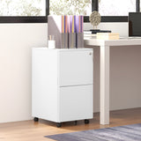 Vertical Steel Filing Cabinet on Wheels, 2-Drawer Lockable File Cabinet with Adjustable Hanging Bar for A4, Legal and Letter Size