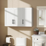 Modern Medicine Cabinet Wall Mounted, Bathroom Wall Cabinet with 3 Doors and Adjustable Shelves