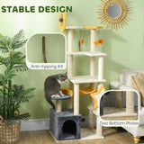 Star and Moon Themed Cat Tree with Cat Scratching Posts, Bed