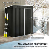 5 x 3 ft Outdoor Storage Shed, Lean-to Metal Garden Shed with Lockable Door and Vents