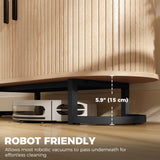 Sideboard Buffet Cabinet with Curved Tambour Doors, Thick Tabletop and Arc Metal Legs