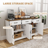 Buffet avec rangement, cabinet bar à café moderne avec 3 tiroirs et tablettes ajustables