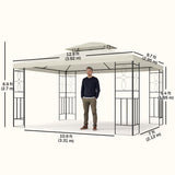 Gazébo acier 10x13pi abri soleil patio extérieur fête événement auvent toit ventilé