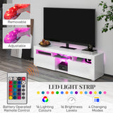 Meuble TV moderne avec rangement et éclairage LED pour téléviseurs jusqu'à 55 po, armoire TV avec compartiments ouverts