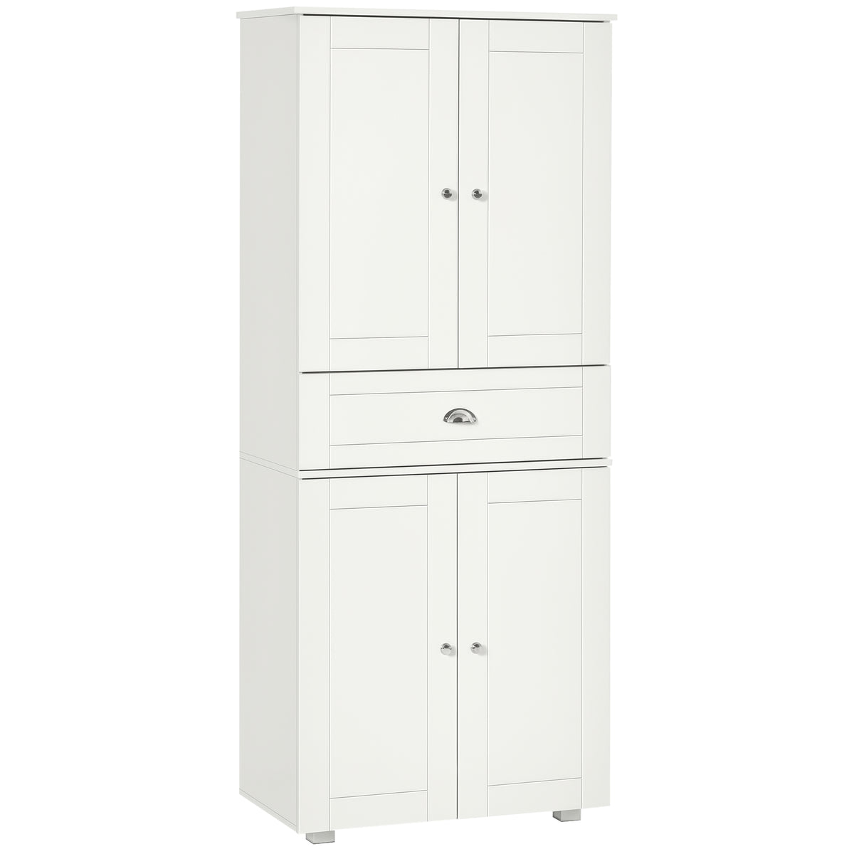 Meuble de rangement pour garde-manger de cuisine de 72 po, armoire de rangement de cuisine moderne avec 4 portes et 3 étagères réglables