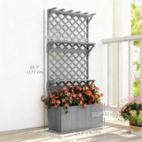 Raised Garden Bed, Wooden Planter with Trellis, Hanging Roof, Plant Shelf