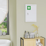 Lockable Medicine Cabinet, 3 Tier Steel Medical Wall Box with 2 Keys and Shelves for Bathroom