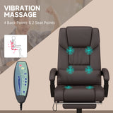 6-Point Vibration Massage Chair, Height Adjustable Reclining Computer Chair with Retractable Footrest