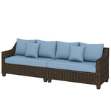 PE Wicker Outdoor Couch Sofa, 4-Seater Modular Patio Furniture Lounge Set with 2 Loveseats