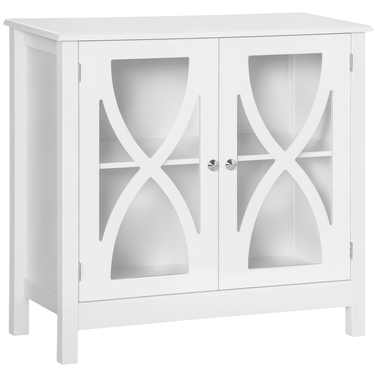 Kitchen Sideboard, Glass Door Buffet Cabinet, Bathroom Storage Cabinet with Adjustable Storage Shelf for Dining Room