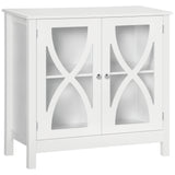 Kitchen Sideboard, Glass Door Buffet Cabinet, Bathroom Storage Cabinet with Adjustable Storage Shelf for Dining Room