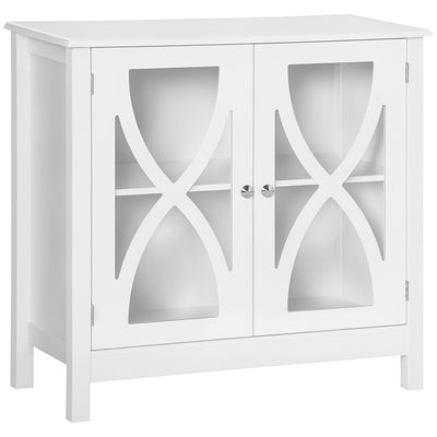 Kitchen Sideboard, Glass Door Buffet Cabinet, Bathroom Storage Cabinet with Adjustable Storage Shelf for Dining Room