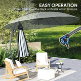 9FT Cantilever Umbrella with 16 Fibreglass Ribs, Offset Hanging Umbrella