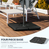 4 Piece Umbrella Base Stand Cantilever Offset Patio Umbrella Weight Plates w/ U Locking, 123 lb Capacity Water or 158 lb Capacity Sand