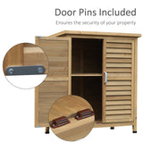 Wooden Garden Storage Shed Kit Wood Garage Tool Organisation Cabinet with 2 Door, 34