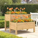 Wooden Raised Garden Bed, 2-Tier Raised Planter with Storage Shelf