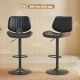 Bar Stools Set of 2, Swivel Counter Height Barstools with Back, Adjustable Height