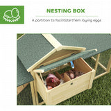 Wooden Chicken Coop, Outdoor Backyard Garden Large Rabbit Hutch with Nesting Box, Drawer